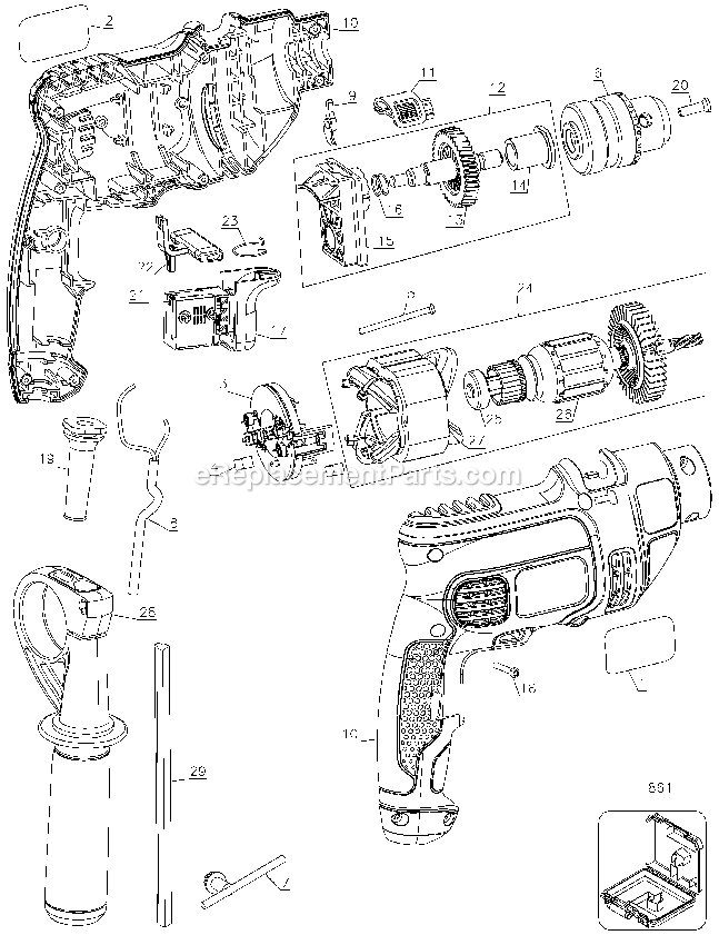Black and Decker TM500-AR (Type 1) 3/8 Hammer Drill Power Tool Page A Diagram